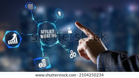 Internet, business, Technology and network concept. AFFILIATE MARKETING. Virtual button.