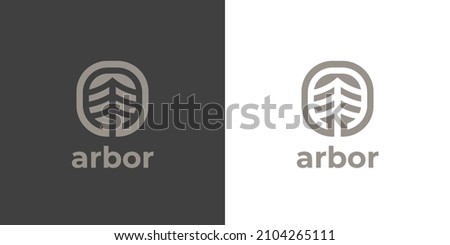 Arbor tree logo. Evergreen pine forest icon. Conifer plantation symbol. Nature environment eco sign. Vector illustration.