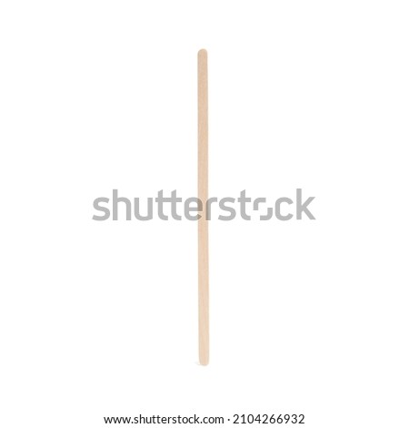 Disposable stick for coffee isolated on white background. Wooden stirrer sticks. Stir sticks for hot drinks. Coffee and tea spoon, zero waste. Popsicle elements for holding ice cream. Royalty-Free Stock Photo #2104266932