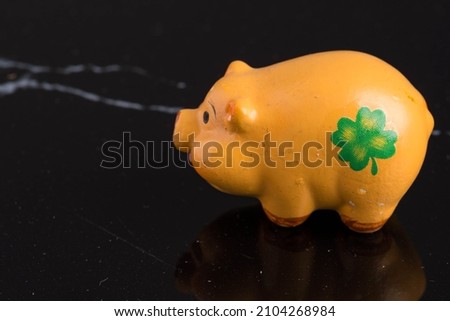 Lucky Pig with Shamrock on Black