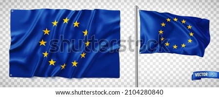 Vector realistic illustration of European flags on a transparent background. Royalty-Free Stock Photo #2104280840