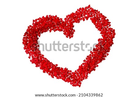 Red heart made from small hearts isolated on white background. Can be used as a photo frame