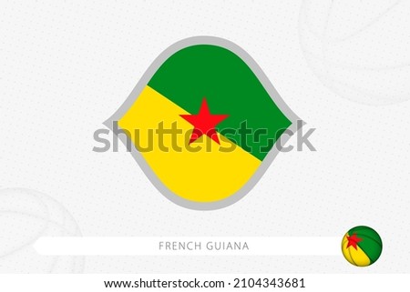 French Guiana flag for basketball competition on gray basketball background. Sports vector illustration.