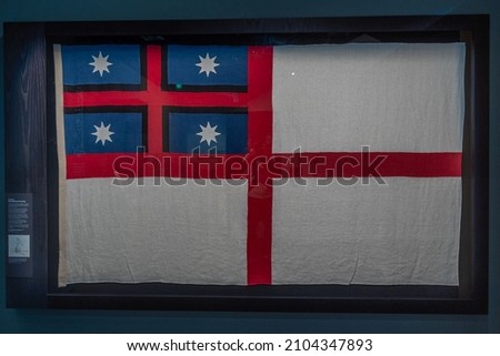 Proposition for a Maori flag displayed at Waitangi treaty grounds, New Zealand