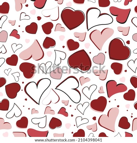Cute doodle hearts seamless background. Happy Valentine's day heart background or fabric design seamless pattern
