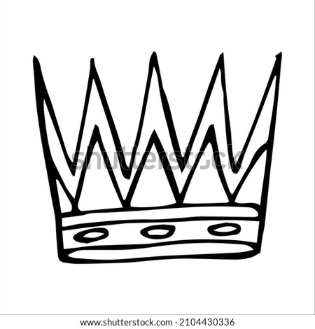 Hand drawn luxurious royal crown in doodle or sketch style. A rough draft of the crown.