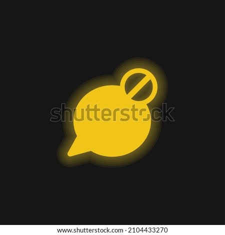 Block Speech Bubble yellow glowing neon icon
