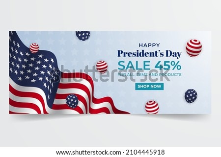 USA Presidents Day February 21st banner illustration on decorative background flat design