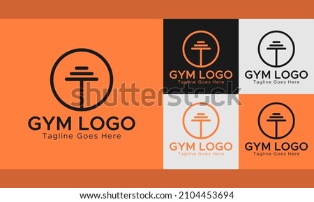 Gym Fitness Logo.Orange color. Circle Shape. Abstract Logo template.