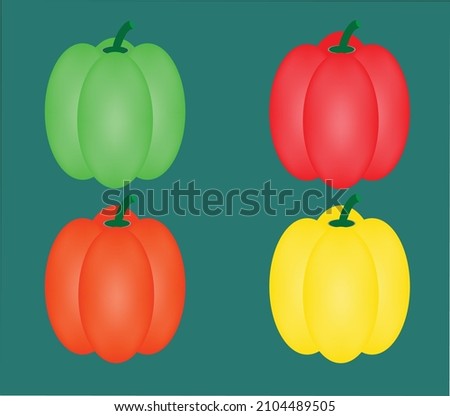 A set of four isolated multi-colored sweet peppers.
