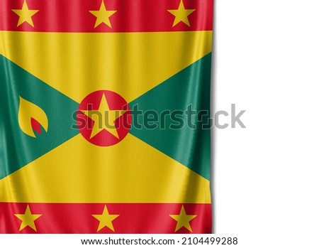 Grenada flag isolated on white background. Close up of the Grenada flag. flag symbols of Grenadian.