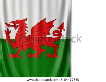 Wales flag isolated on white background. Close up of the Wales flag. flag symbols of Welsh.