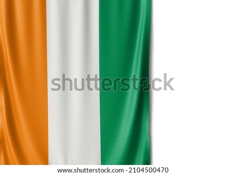 Ivory Coast flag isolated on white background. Close up of the Ivory Coast flag. flag symbols of Ivory Coast.