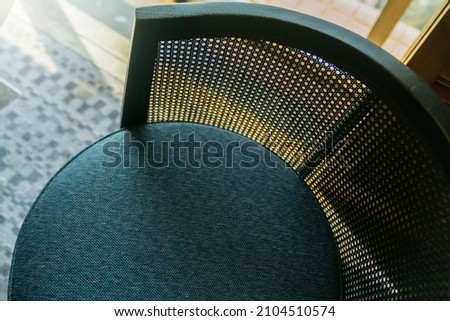 close up detail of rattan design pattern of dining chair design element top view,dining chair design close up detail home interior ideas concept Royalty-Free Stock Photo #2104510574