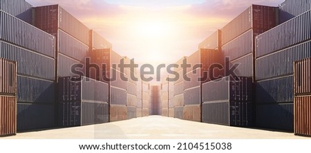 Containers loading shipment for International freight import and export with containers Royalty-Free Stock Photo #2104515038