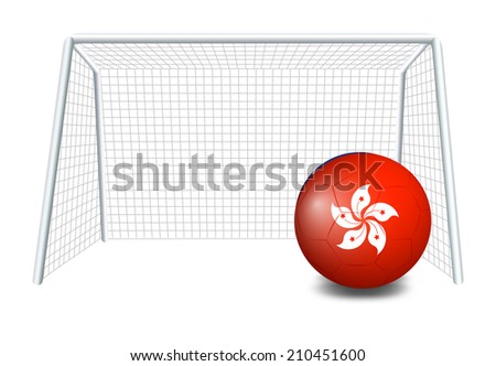 Illustration of a soccer ball with the Hongkong flag on a white background