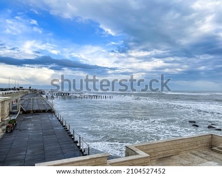 Ostia, Rome, Italy: severe erosion of the beach of the Roman coast during the winter period.