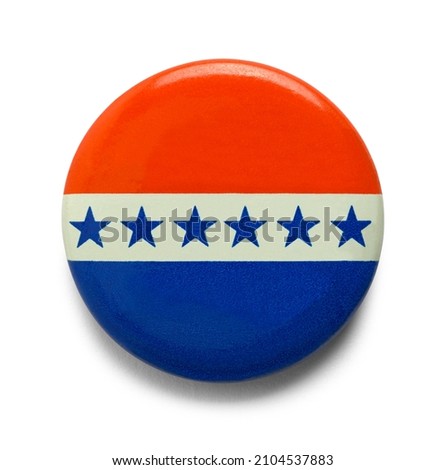 Vintage Campaign Election Button Cut Out on White. Royalty-Free Stock Photo #2104537883