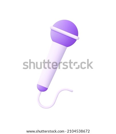 3d icon microphone isolated on white background. Karaoke. Trendy and modern vector in 3d style. Can be used for many purposes.