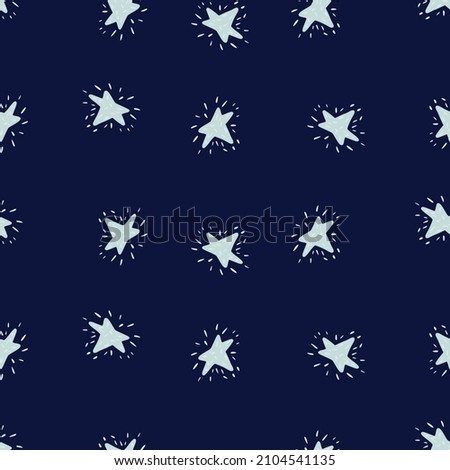 Stars seamless pattern. Hand drawn background space. Repeated texture in doodle style for fabric, wrapping paper, wallpaper, tissue. Vector illustration.