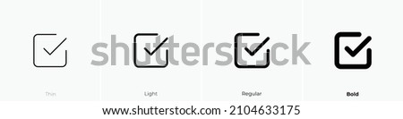 checkbox icon. Thin, Light Regular And Bold style design isolated on white background Royalty-Free Stock Photo #2104633175