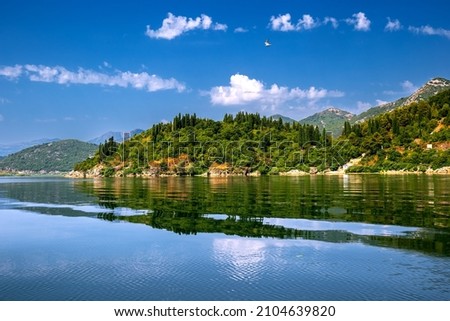 Lake Skadar on a sunny summer day in Montenegro