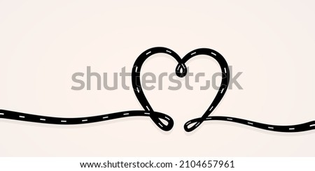 Road heart shaped abstract illustration Royalty-Free Stock Photo #2104657961