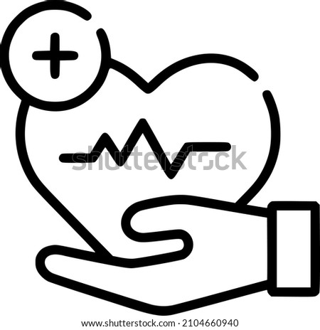 Hand and heart care icon, vector hearth lined icon, UI, UX element. Part of the medical icon set