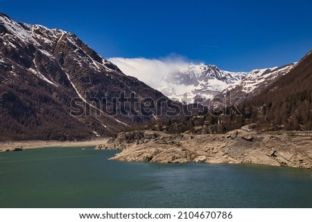 Artificial lake in the middle of the mountains of Piedmont