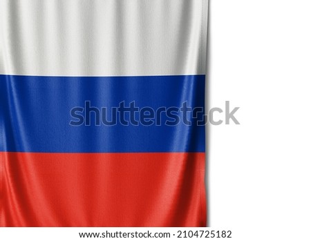 Russia flag isolated on white background. Close up of the Russia flag. flag symbols of Russian.