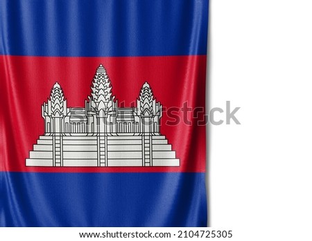 Cambodia flag isolated on white background. Close up of the Cambodia flag. flag symbols of Cambodian.