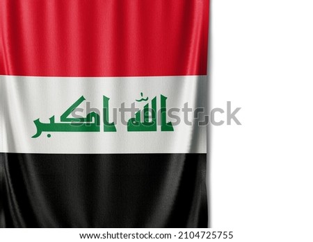 Iraq flag isolated on white background. Close up of the Iraq flag. flag symbols of Iraqi.