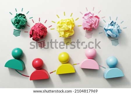 Teamwork and creativity concept. Top view of many people blocks and cubes with icons.
 Royalty-Free Stock Photo #2104817969