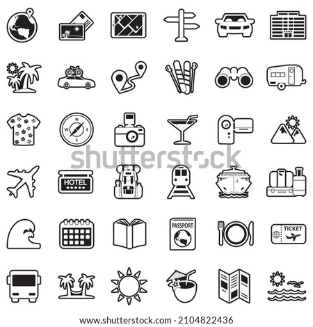 Travel Icons. Line With Fill Design. Vector Illustration.