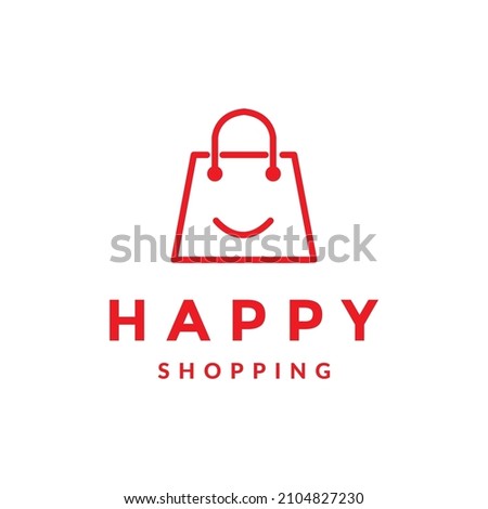 line shopping bag smile logo design vector graphic symbol icon illustration creative idea