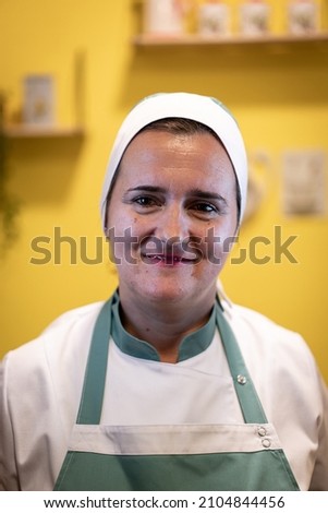 Close up portrait of woman working in nursing home , high quality photo 