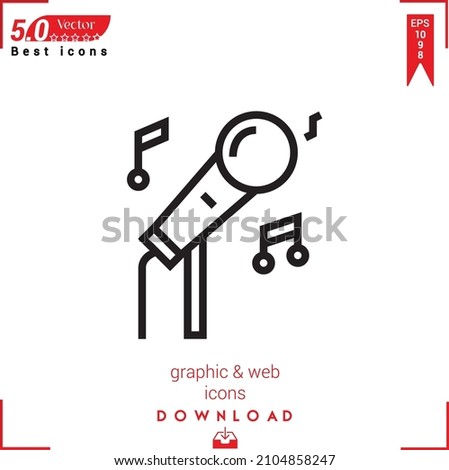 Outline microphone Icon. microphone icon vector isolated on white background. Graphic design, material-design, Best sellers 2022 icons, mobile application, UI UX design, EPS 10 format vector