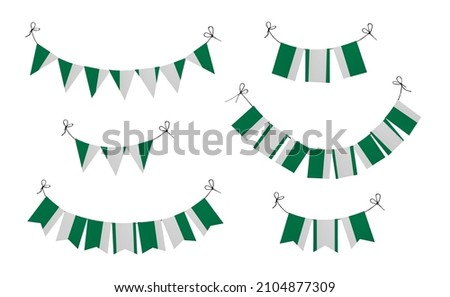World countries. Festival flags in colors of national flag. Nigeria