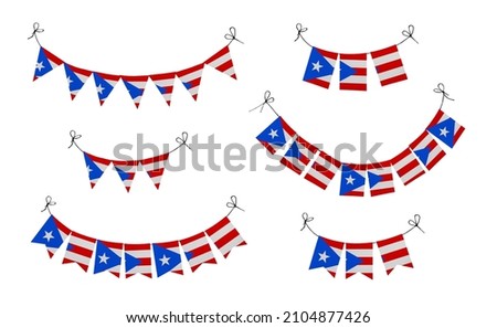 World countries. Festival flags in colors of national flag. Puerto Rico