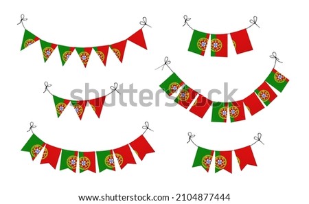 World countries. Festival flags in colors of national flag. Portugal