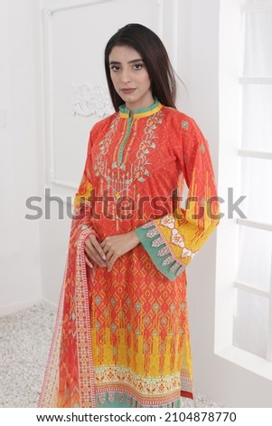 Pakstani - Indian dress, Shalwar kameez, Doputta design with model shoot.