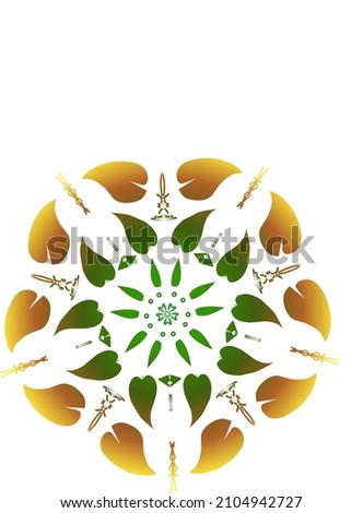 beautiful circular symmetrical leaves on a white background