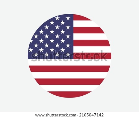 United States Round Country Flag. US  USA Circle National Flag. United States of America  American Circular Shape Button Banner. EPS Vector Illustration.