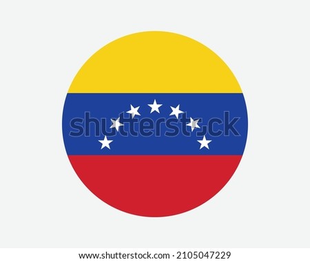 Venezuela 7 Stars Round Flag. Venezuelan Seven Stars Circle Flag. Venezuela National Country Circular Shape Button Banner. EPS Vector Illustration Cut File. Royalty-Free Stock Photo #2105047229