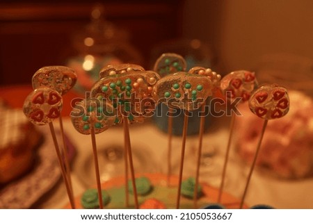 Caramel decoration on birthday cake