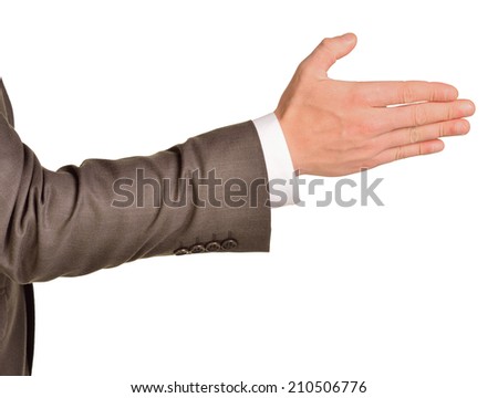 Caucasian male hand in a business suit