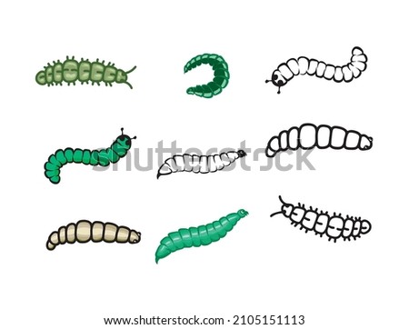 caterpillar icon collections. various of cocoon vector isolated