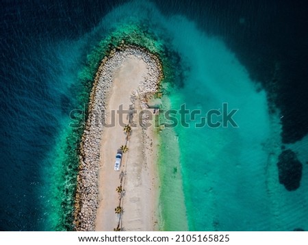 Kasjuni Beach, Split, Croatia. Aerial drone picture from above.