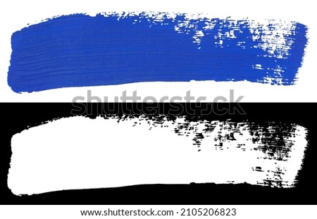 Blue stroke of paint isolated on white background with clipping mask (alpha channel) for quick isolation. Easy to selection object.