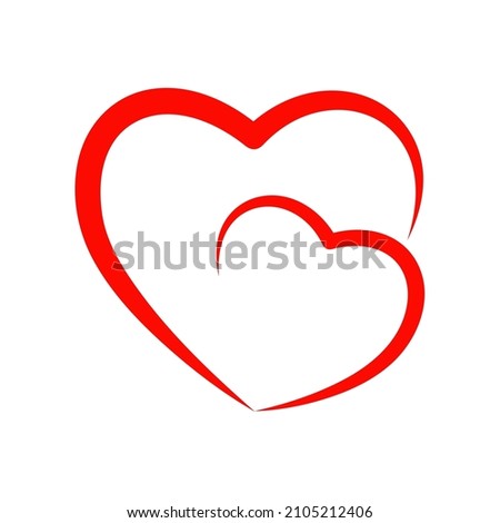 couple hearts becoming one whole or little heart  protected inside another heart Royalty-Free Stock Photo #2105212406